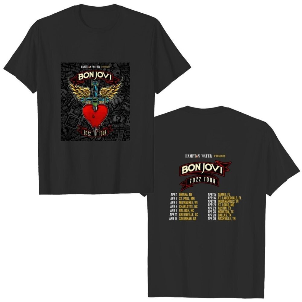 Bon Jovi 2022 Rock Band Concert Tour 2 Sided Unisex Music T-Shirt 166